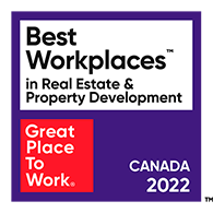 Best Workplaces™ in real estate & property development. Great Place to Work®. Canada 2022.